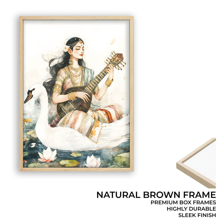 Goddess Saraswati sitting on Swan - Vastu Painting