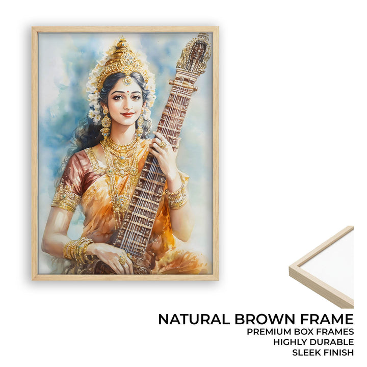Goddess Saraswati with Sitar - Vastu Painting