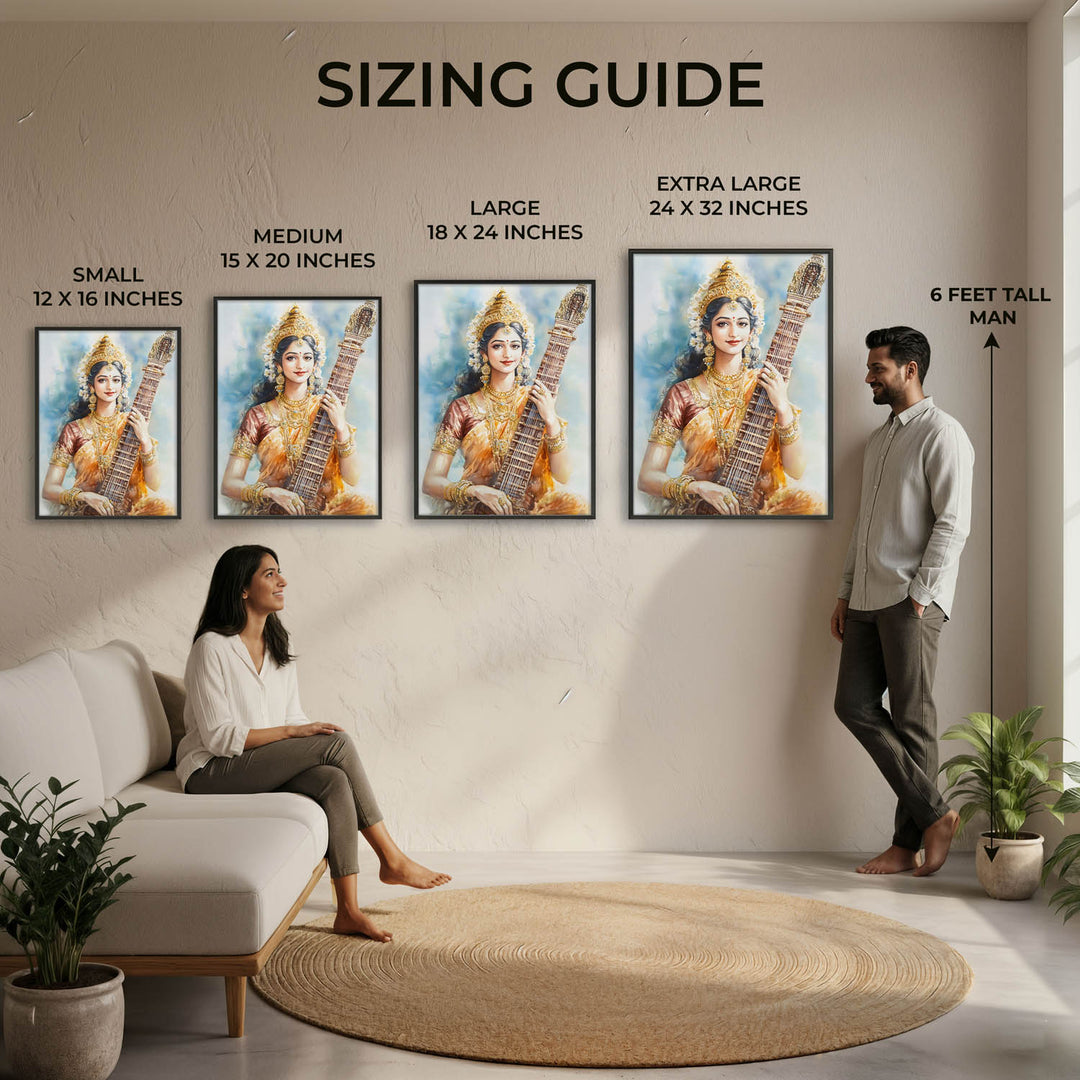Goddess Saraswati with Sitar - Vastu Painting