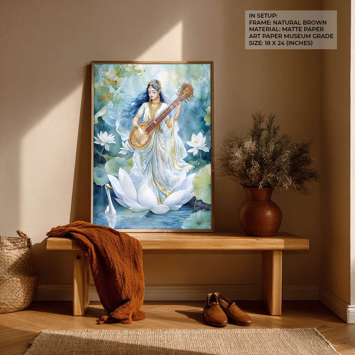 Goddess Saraswati with Swan - Vastu Painting