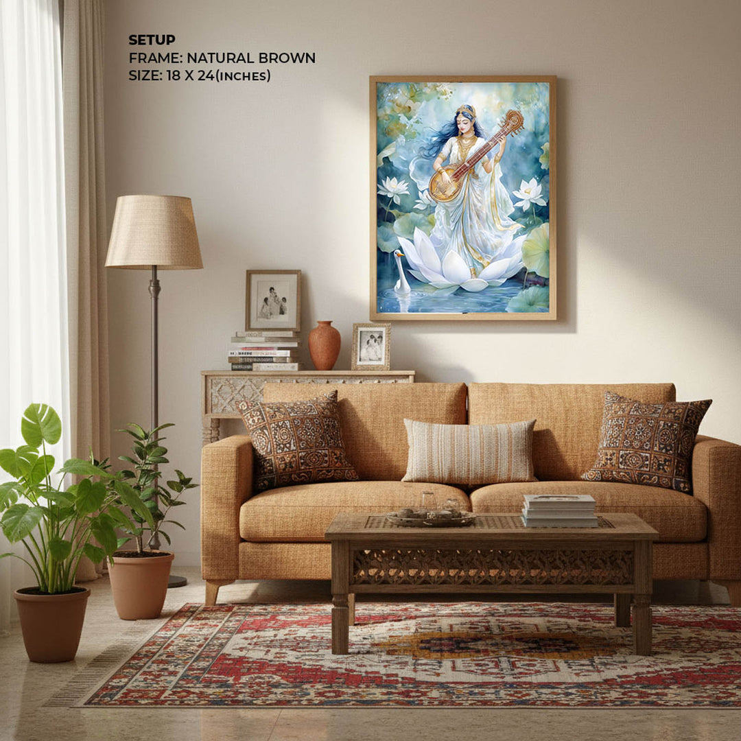 Goddess Saraswati with Swan - Vastu Painting