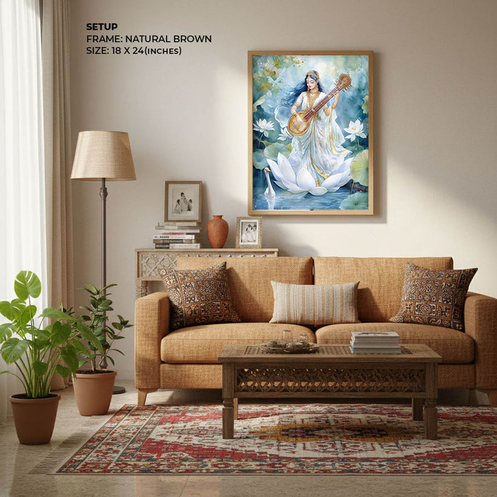 Goddess Saraswati with Swan - Vastu Painting