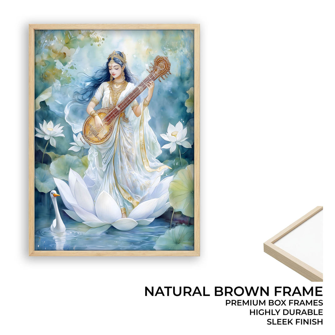 Goddess Saraswati with Swan - Vastu Painting