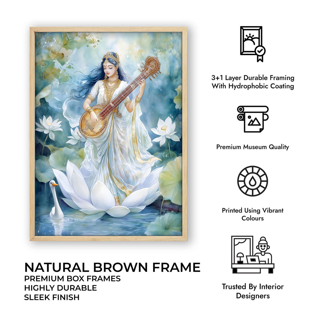 Goddess Saraswati with Swan - Vastu Painting