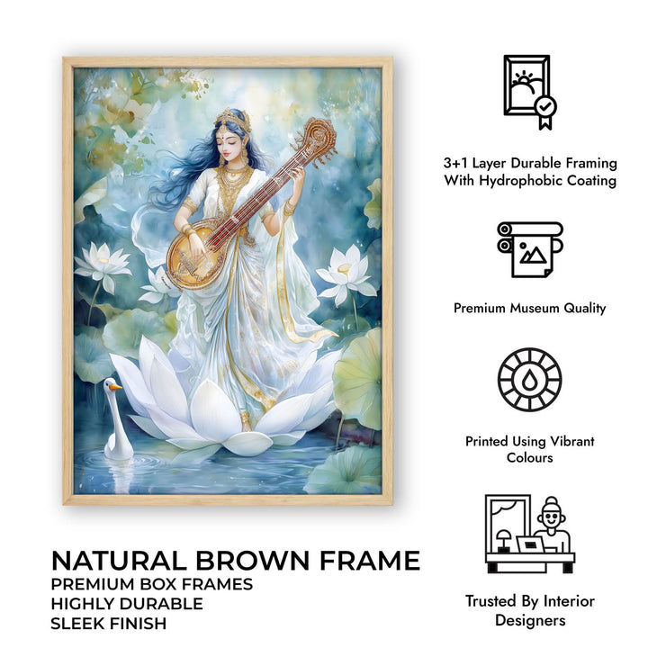 Goddess Saraswati with Swan - Vastu Painting