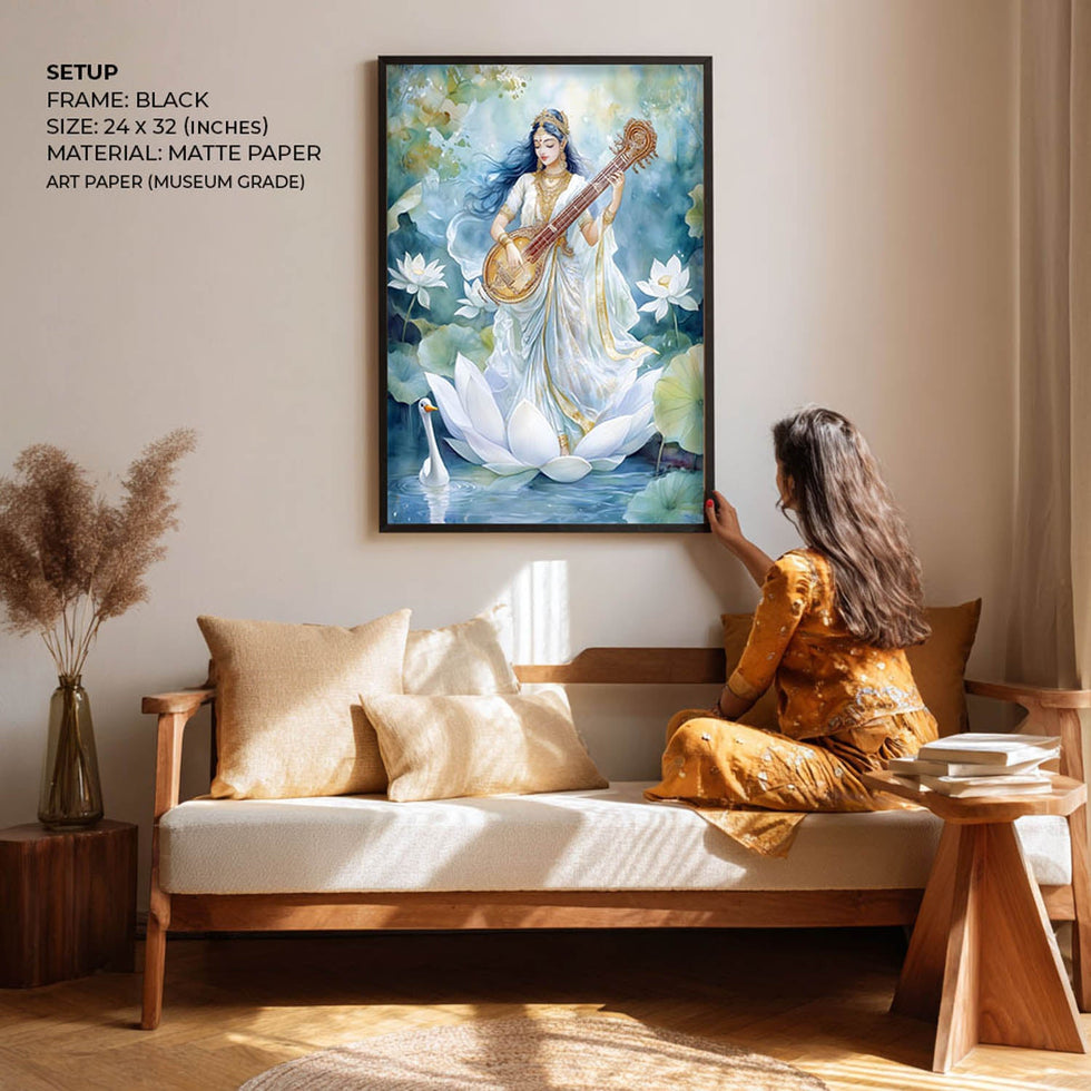Saraswati with Swan wall art print