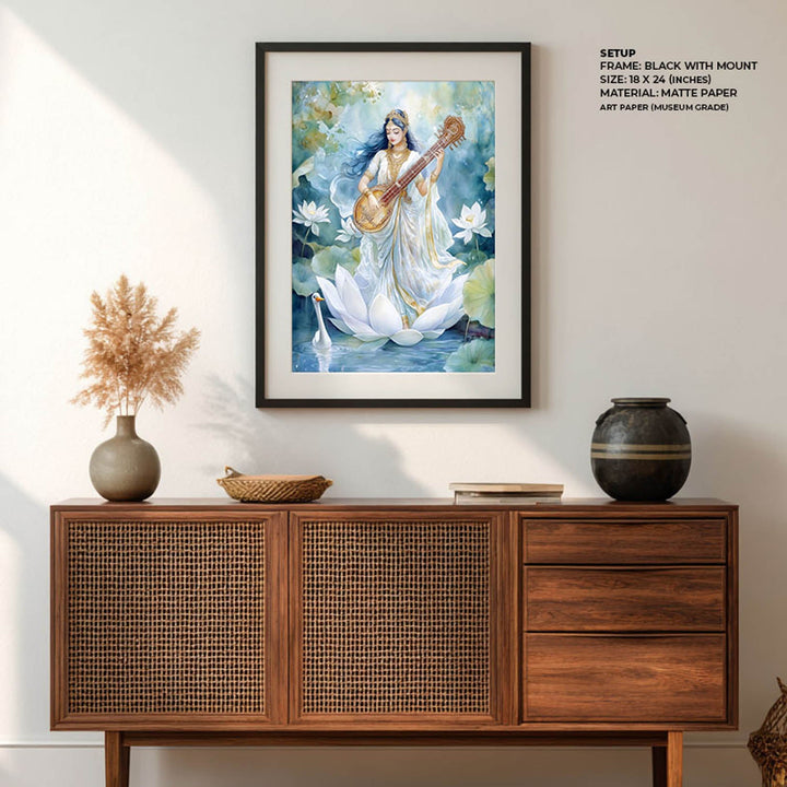 Goddess Saraswati with Swan - Vastu Painting