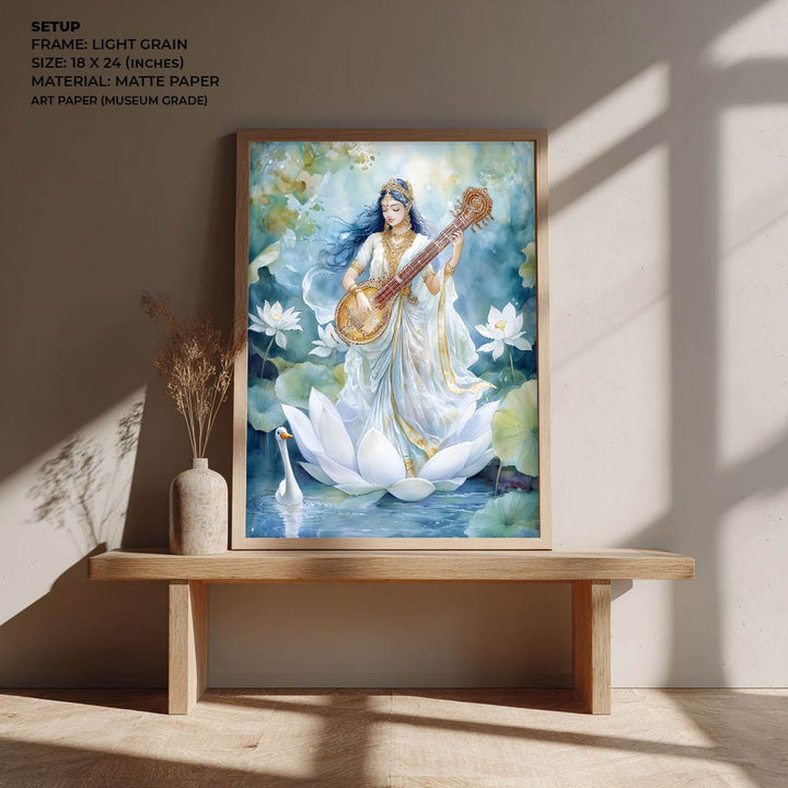 Goddess Saraswati with Swan - Vastu Painting