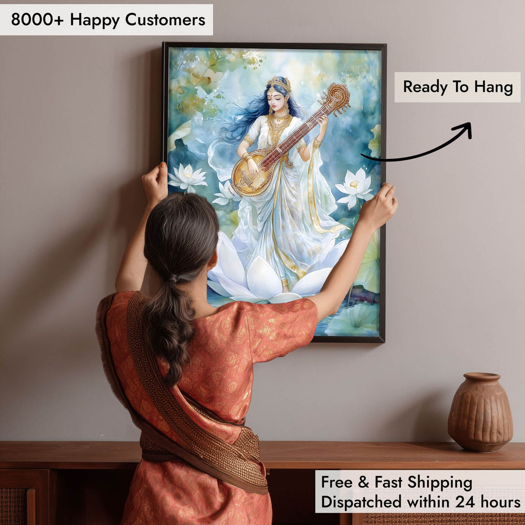 Goddess Saraswati with Swan - Vastu Painting