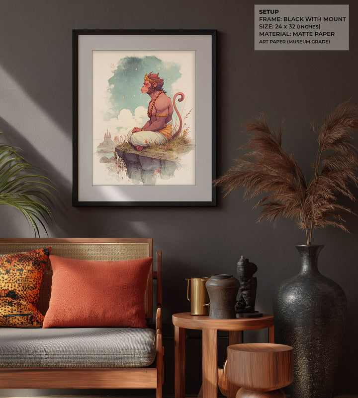 Hanuman Painting – Bajrangbali Wall Art in Meditation