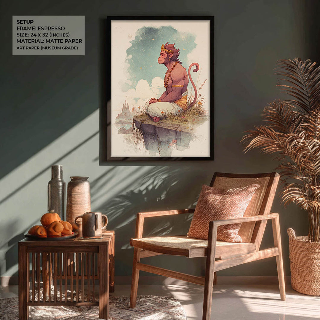 Hanuman Painting – Bajrangbali Wall Art in Meditation