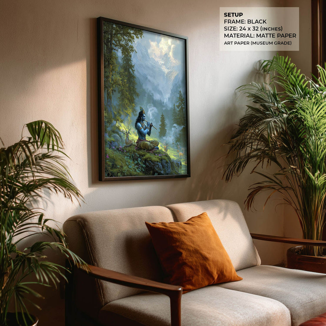 Krishn in the Valley Painting – Divine Flute