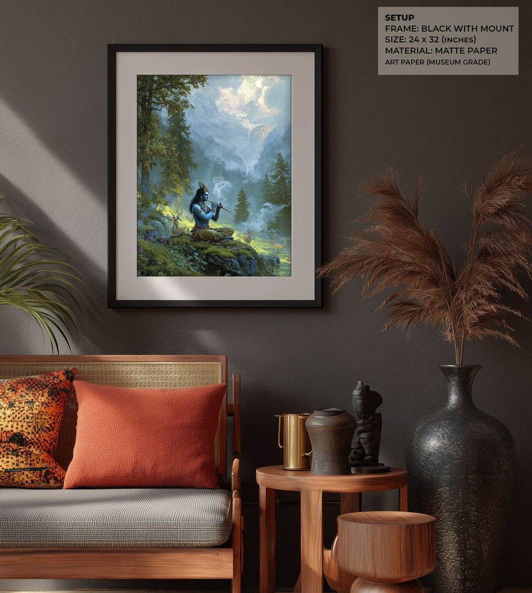 Krishn in the Valley Painting – Divine Flute