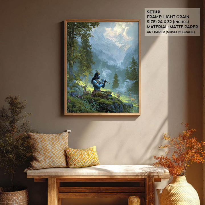 Krishn in the Valley Painting – Divine Flute