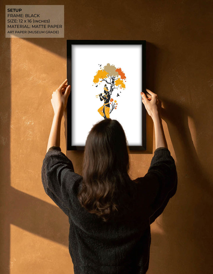 Krishna Playing Flute Under Tree – Vastu Painting