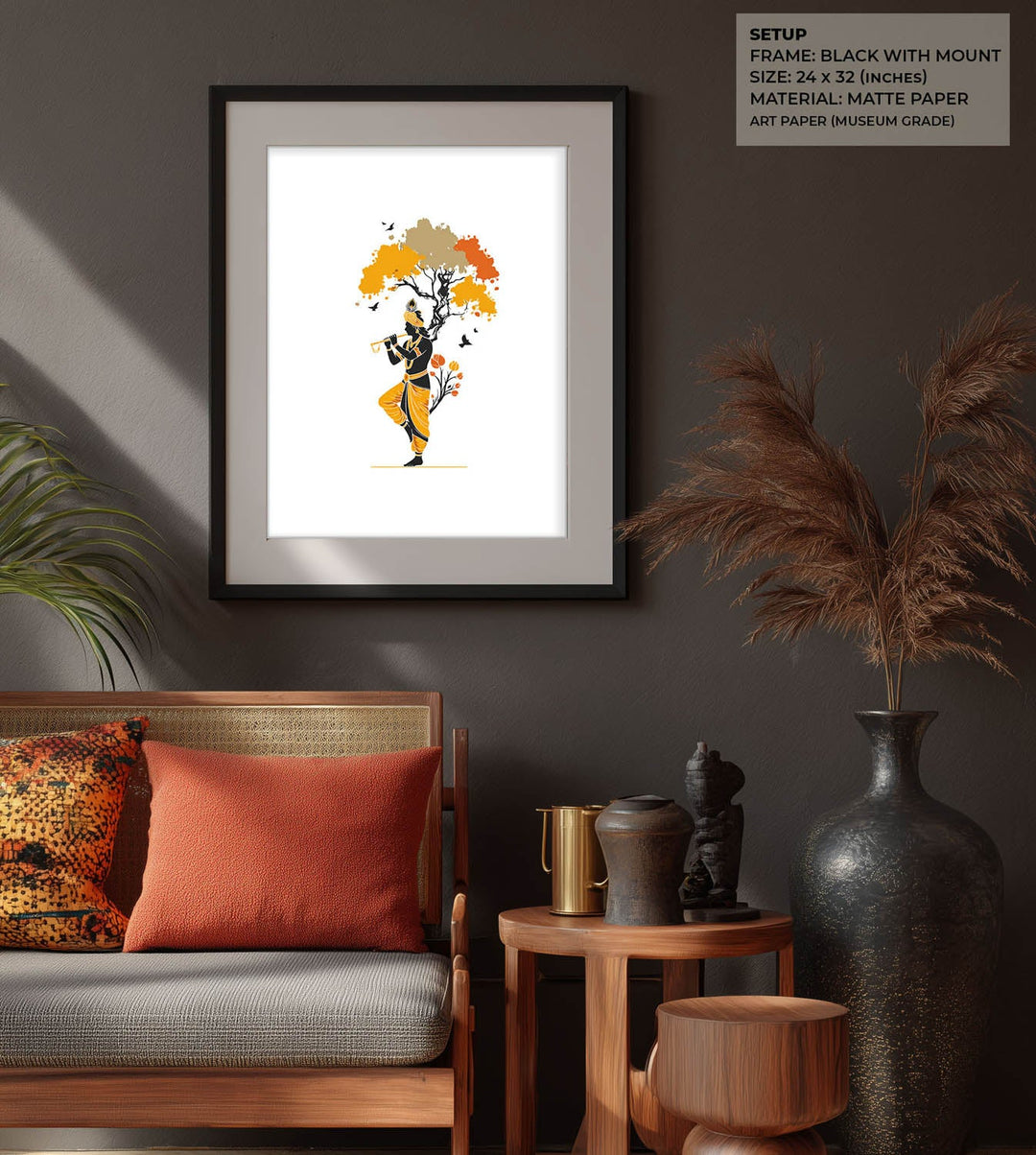 Krishna Playing Flute Under Tree – Vastu Painting