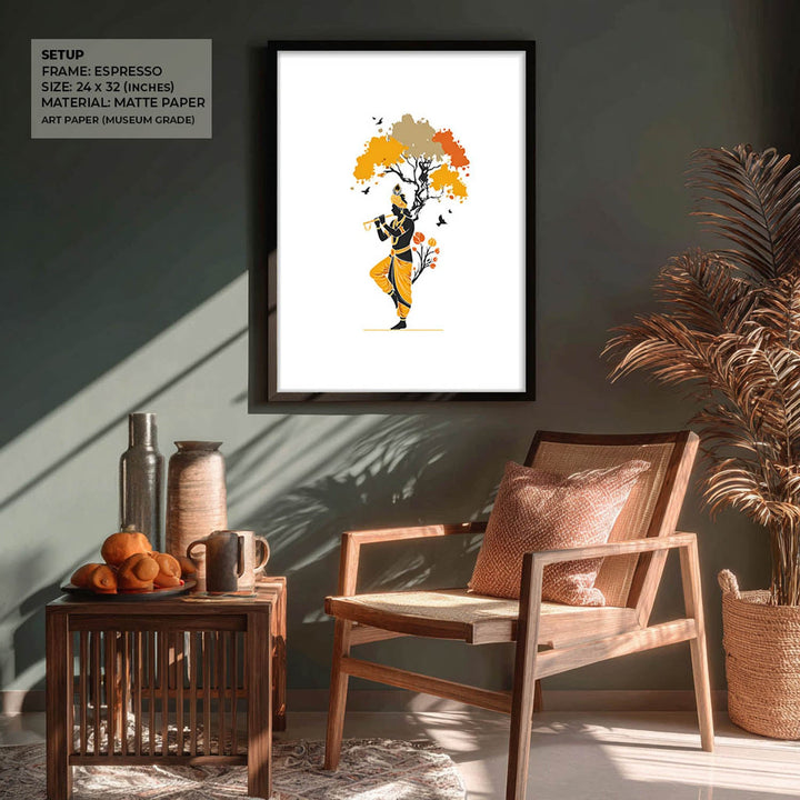 Krishna Playing Flute Under Tree – Vastu Painting