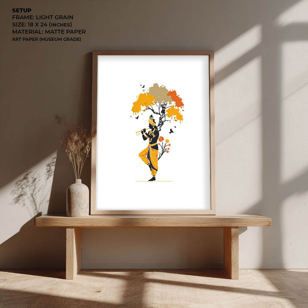 Krishna Playing Flute Under Tree – Vastu Painting