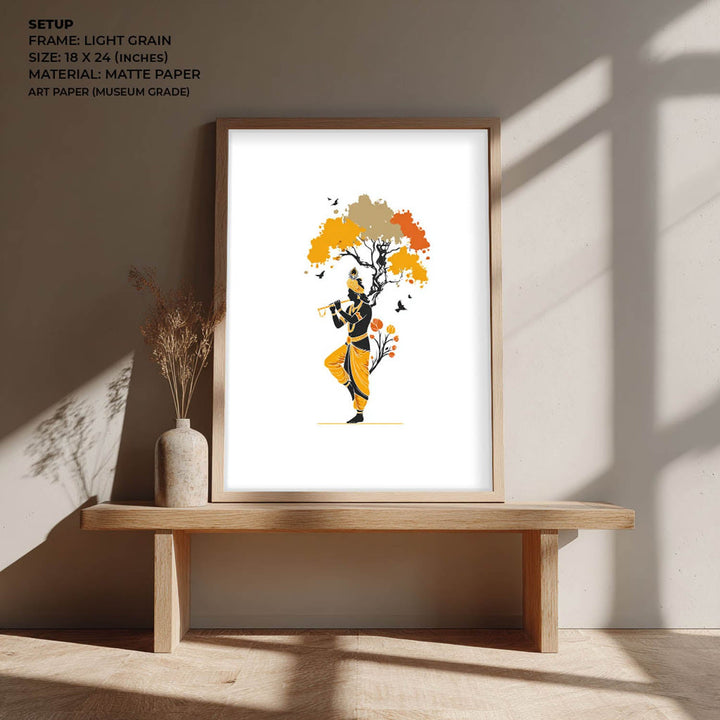Krishna Playing Flute Under Tree – Vastu Painting