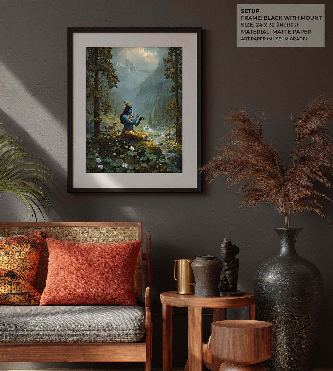 Krishna in the Valley Painting – Divine Flute