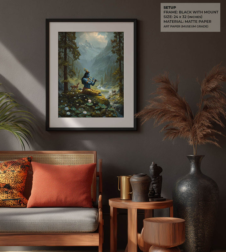 Krishna in the Valley Painting – Divine Flute