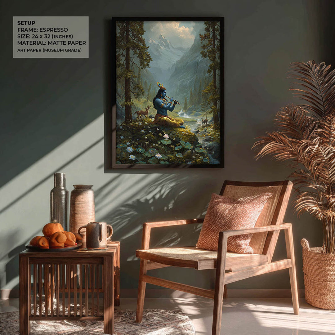 Krishna in the Valley Painting – Divine Flute