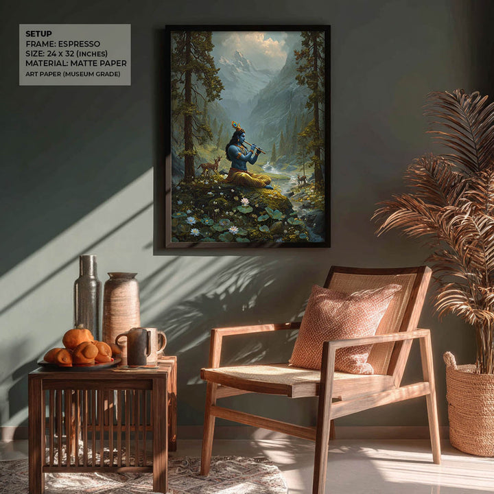 Krishna in the Valley Painting – Divine Flute