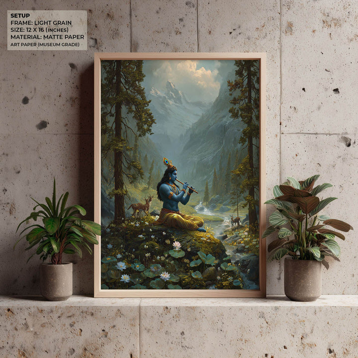 Krishna in the Valley Painting – Divine Flute