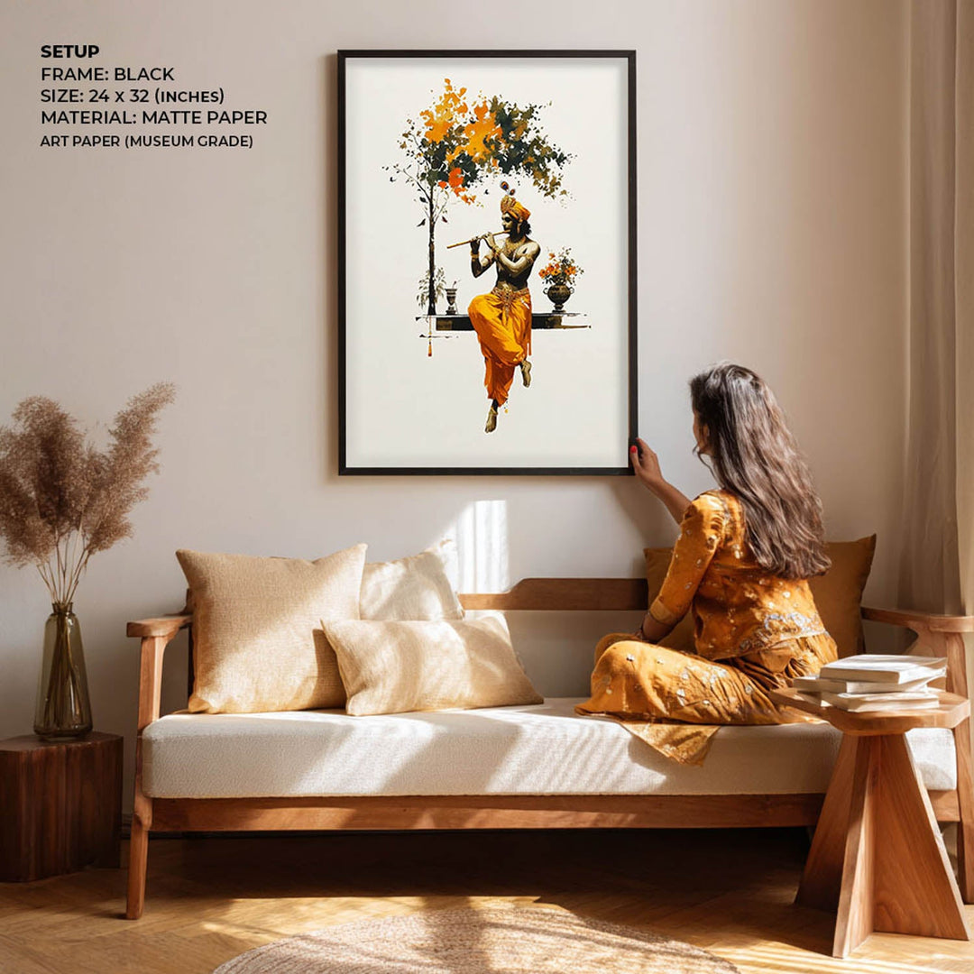 Krishna with Flute - Vastu Painting