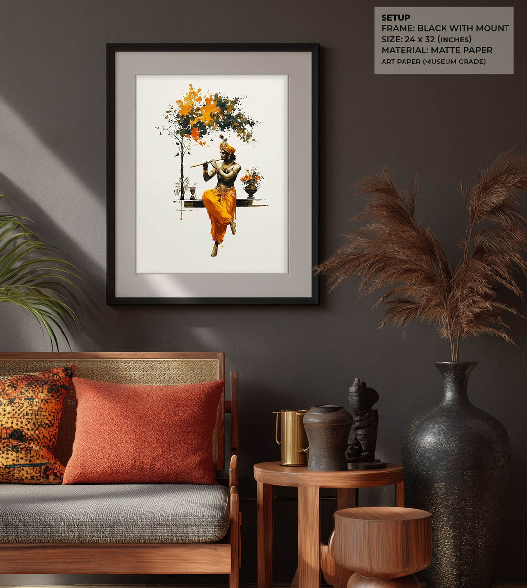 Krishna with Flute - Vastu Painting