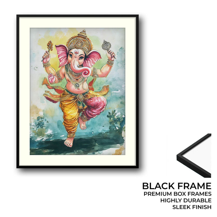 Lord Ganesh Dancing  - God Painting