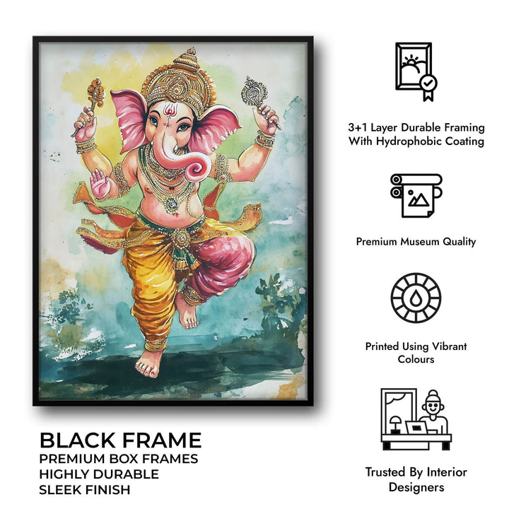 Lord Ganesh Dancing  - God Painting