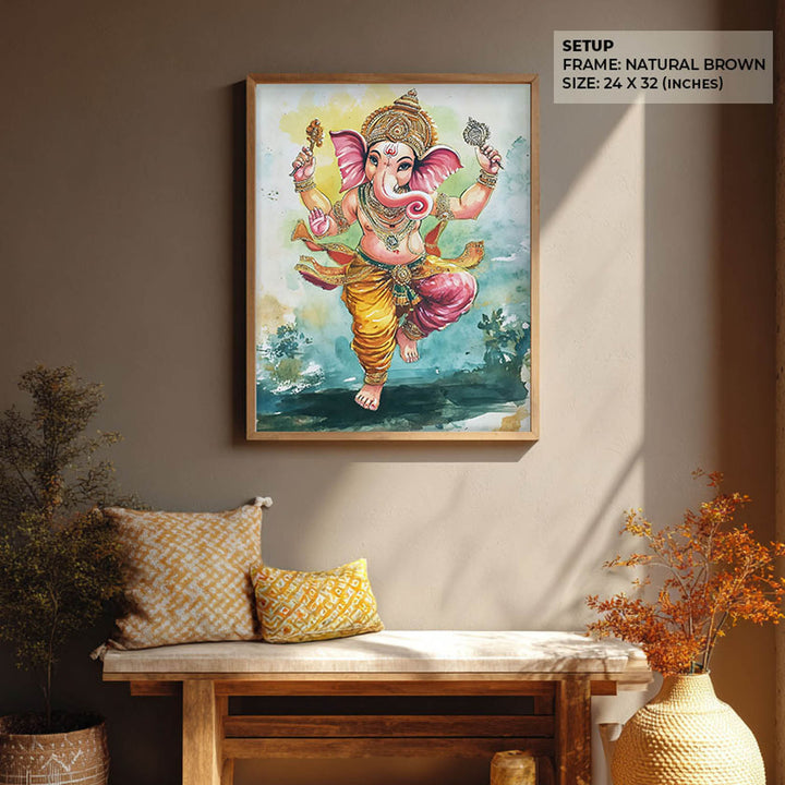 Lord Ganesh Dancing  - God Painting