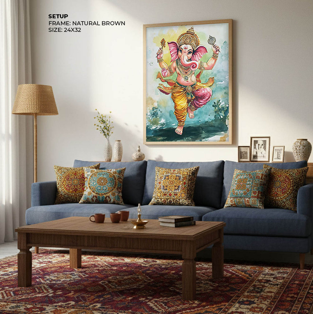 Lord Ganesh Dancing  - God Painting