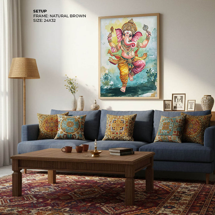 Lord Ganesh Dancing  - God Painting