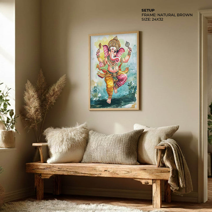 Lord Ganesh Dancing  - God Painting