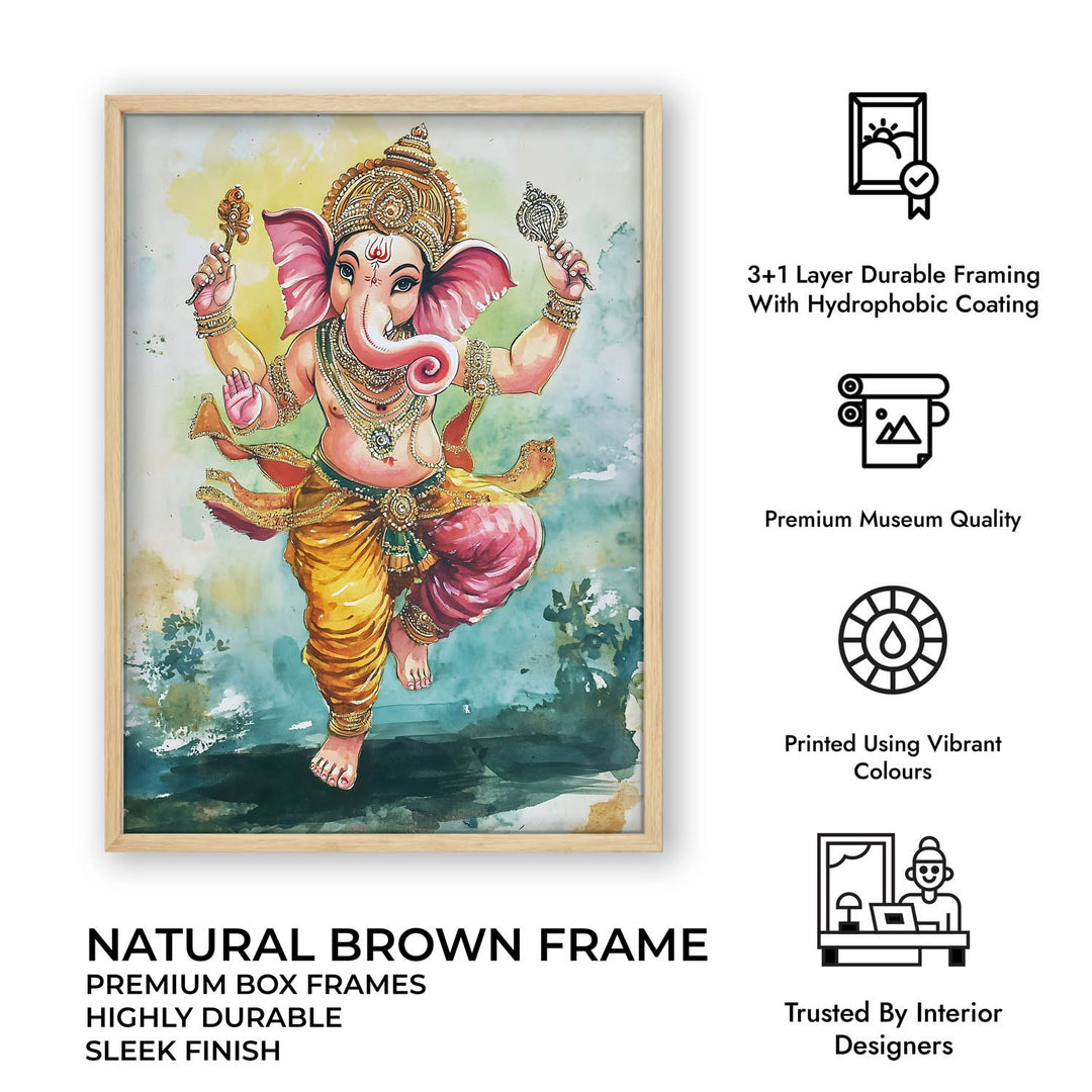 Lord Ganesh Dancing  - God Painting