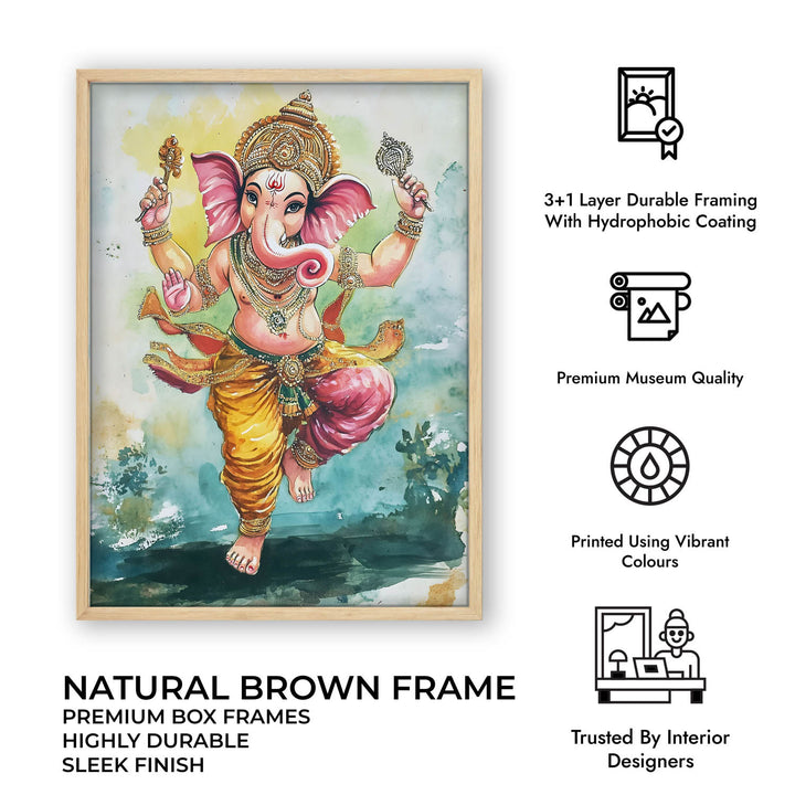 Lord Ganesh Dancing  - God Painting