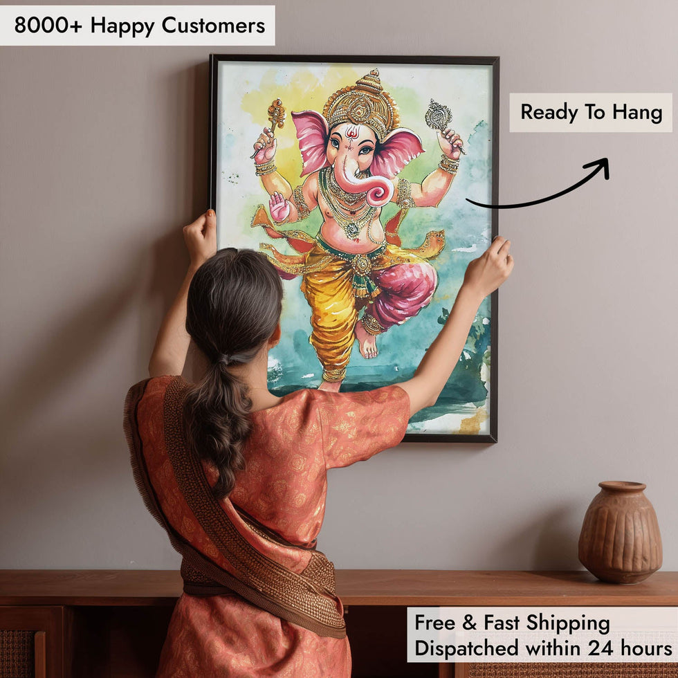 Lord Ganesh Dancing  - God Painting