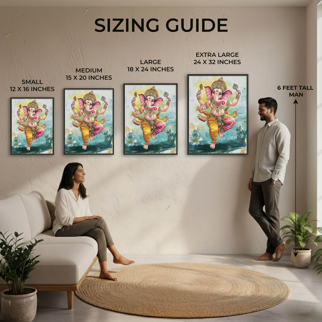 Lord Ganesh Dancing  - God Painting