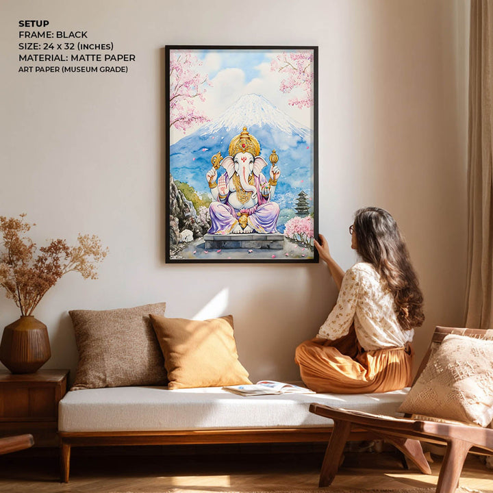 Lord Ganesha sitting in Himalaya - Vastu Painting