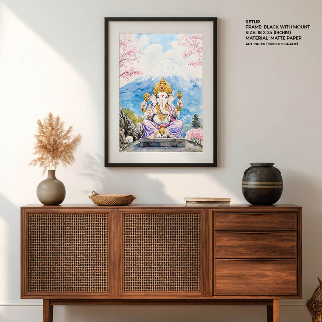 Lord Ganesha sitting in Himalaya - Vastu Painting