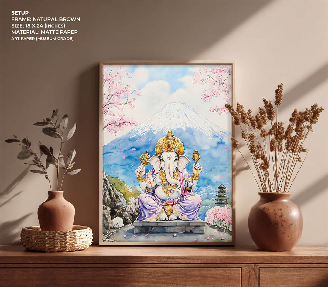 Lord Ganesha sitting in Himalaya - Vastu Painting