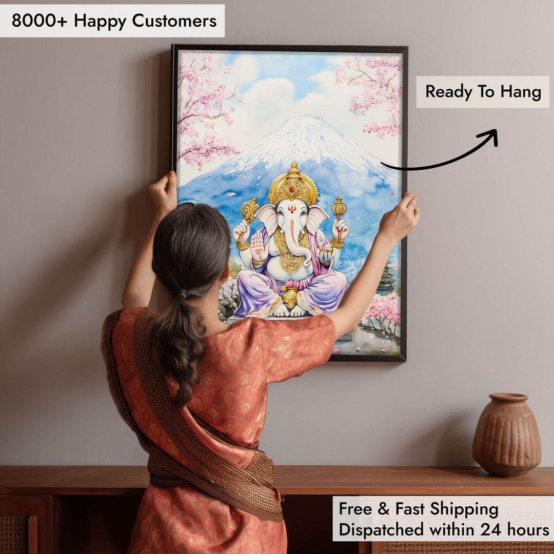 Lord Ganesha sitting in Himalaya - Vastu Painting