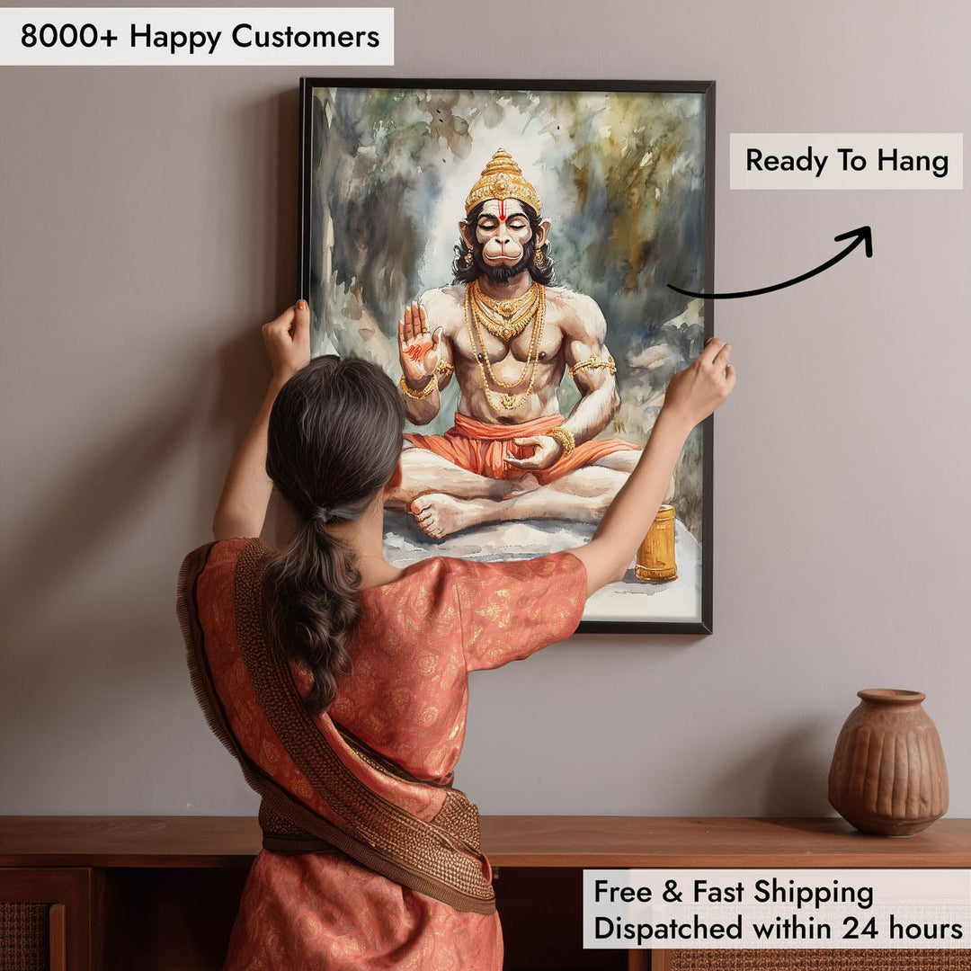 Lord Hanuman Meditating - Vastu Painting