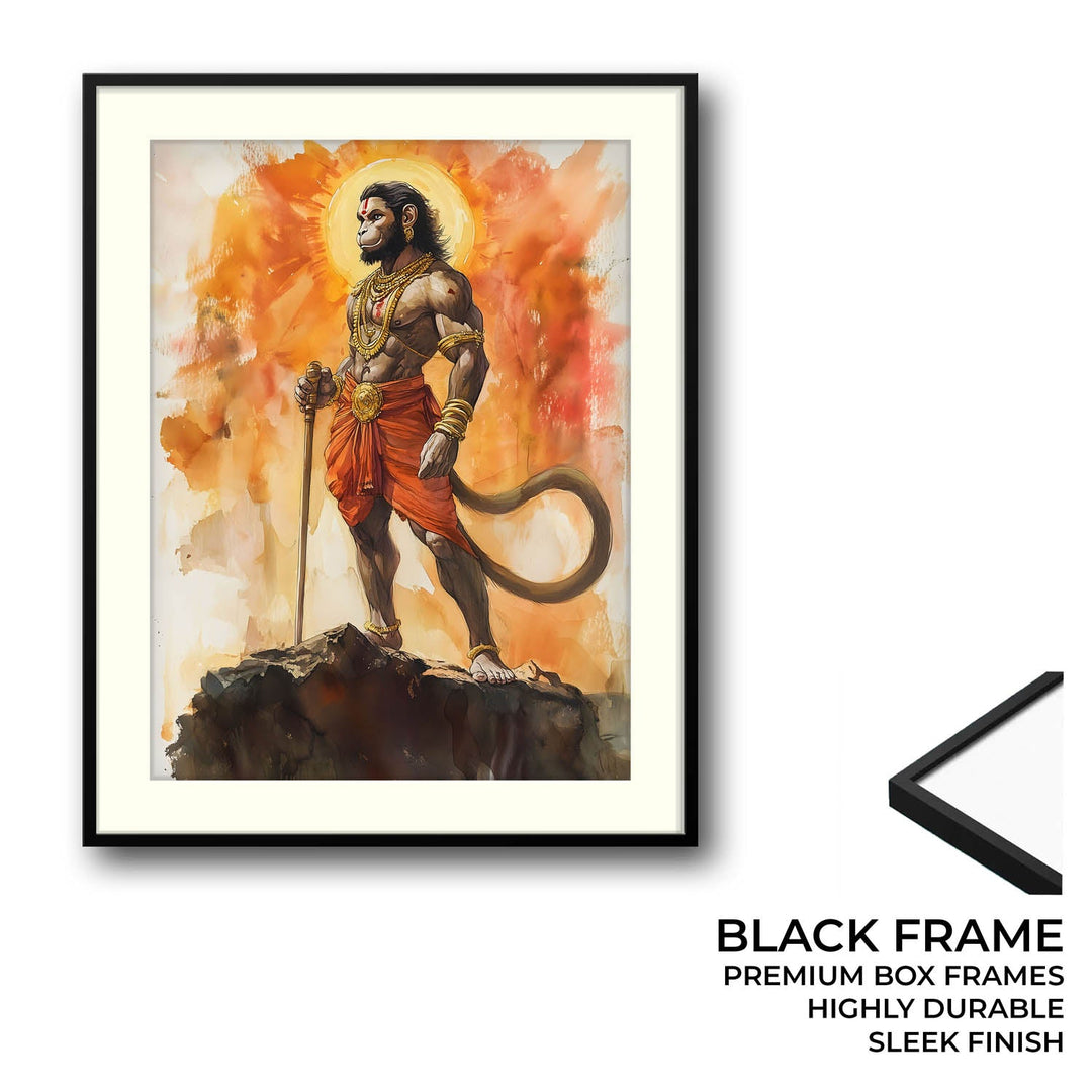 Lord Hanuman on Mountain Top - God Painting