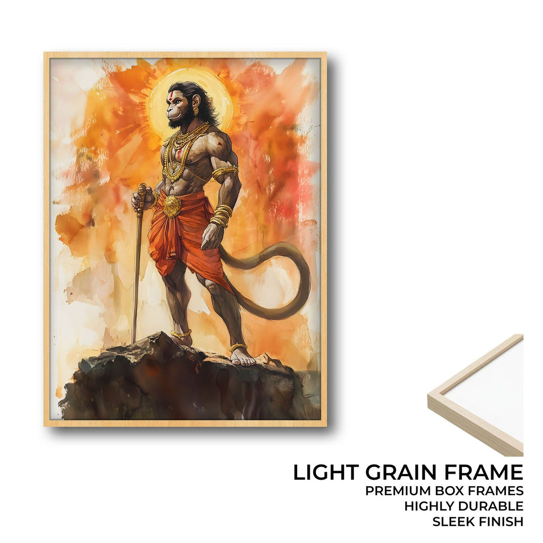 Lord Hanuman on Mountain Top - God Painting