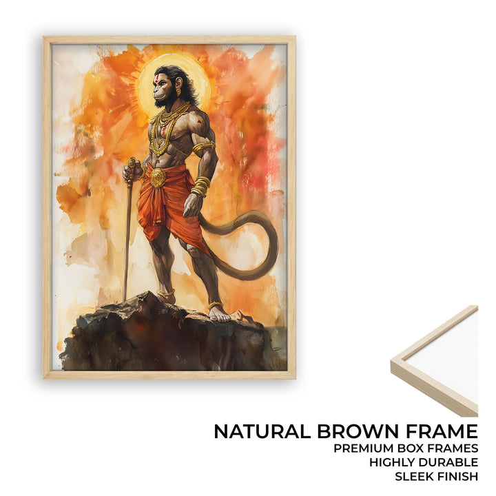 Lord Hanuman on Mountain Top - God Painting