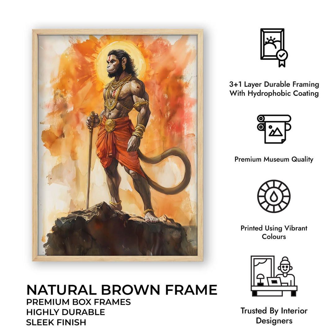 Lord Hanuman on Mountain Top - God Painting