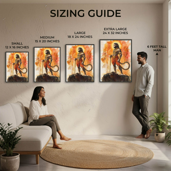 Lord Hanuman on Mountain Top - God Painting